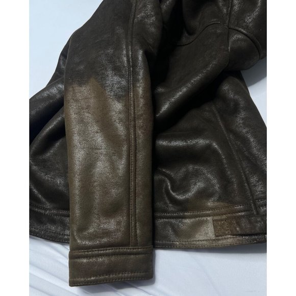 Tasso Elba Brown Faux Leather Jacket Men Winter Jacket Size M - Picture 13 of 13